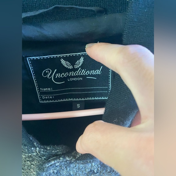 UNCONDITIONAL London Black/Grey Metallic Snakeskin-effect Bomber - Picture 3 of 7